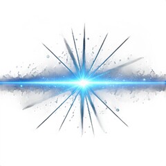 Png glowing horizontal blue light beam with radiant lens flare and shine. Futuristic energy line flash with shimmer, speed, and neon highlight. Transparent digital PNG illustration.
