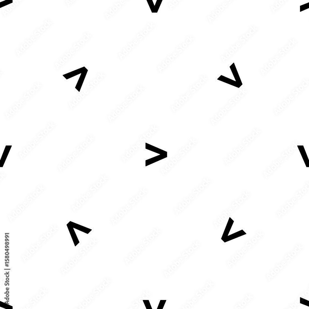 Aufkleber Seamless pattern of repeated black greater symbols. Elements are evenly spaced and some are rotated. Illustration on transparent background