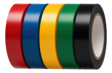 A pack of multi-colored insulating tapes for organizing and differentiating wires in a home office.