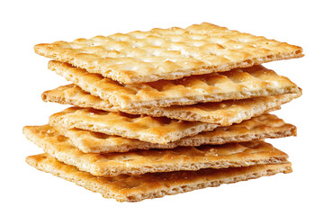 Stack of Salted Crackers isolated on white transparent background