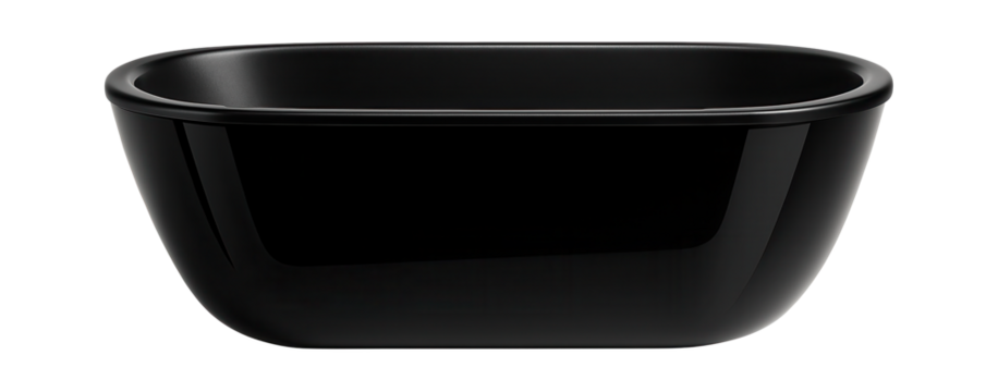 Acrylic bathtub with a sleek, black finish, creating a bold statement in a contemporary home bathroom.
