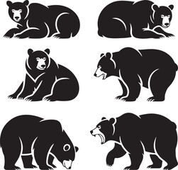 Walking Grizzly Bear Silhouette Vector Illustration

Roaring Wild Bear Black Silhouette Design

Standing Bear Silhouette in Forest Style

Angry Bear Head Silhouette Logo Vector

Black Bear Silhouette 