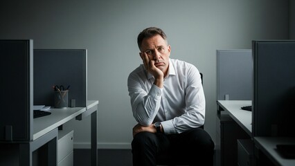 Businessman sitting at desk in office