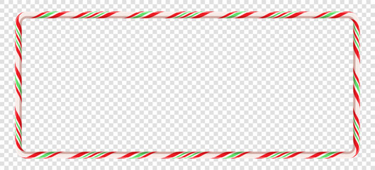 Fototapeta premium Christmas candy cane frame template for party poster, greeting card, banner advertising, promotion, sale billboard, cinema, bar show, restaurant. vector 10 eps