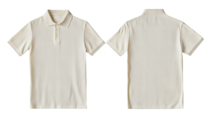 Cream Beige Polo Shirt Mockup Front and Back View on Transparent Background
