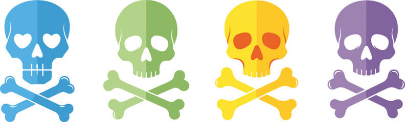 Colorful skull and crossbones vector art halloween graphic design element