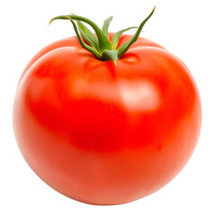Red tomatoes, one of the red tomatoes isolated, light falling on it from an angle making it more visible and attractive, transparent background