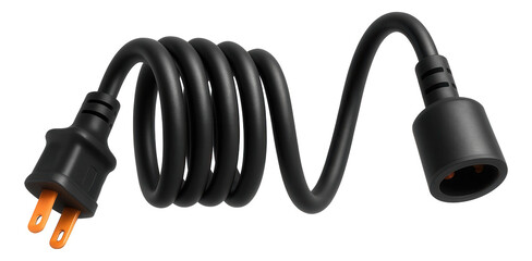 Naklejka premium Coiled power cord that stretches as needed, useful for a small home office.