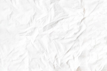 White and wrinkle tissue paper background. Close up of crumpled paper napkin texture.