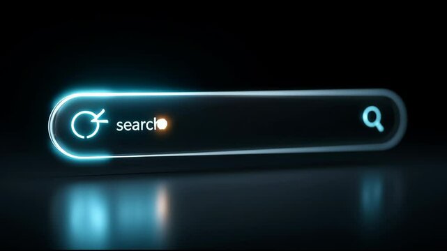 Screenshot graphic of a UI design with focus on an active search field, cursor blinking, minimalist user interface,