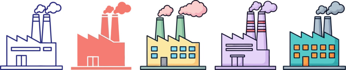 Obraz premium Factory illustration set vector design for industrial and manufacturing use