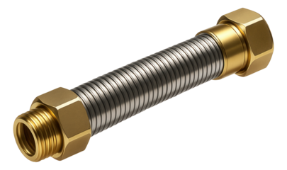 Corrugated metal hose with high-pressure resistance, ideal for connecting a home's HVAC system to ductwork.