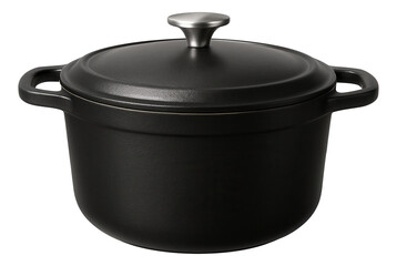 A cast iron Dutch oven with a heavy lid, designed for braising meats and baking in a residential kitchen.