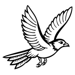 Fototapeta premium A detailed black and white silhouette of a bird in flight