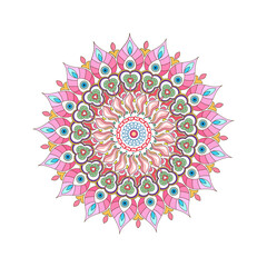 Round mandala on white isolated background