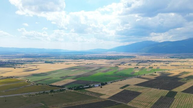 Drone Footage of Agricultural Landscape in the Rose Valley Bulgaria