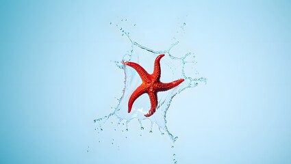 Download red starfish falling into water stock photo fresh ocean sea life images splash