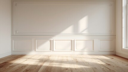 Fototapeta premium Organic drop diagonal shadow on white wall. Concept of minimalism and natural design. 