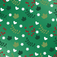 Hand drawn green abstract floral print. Cute flowers pattern