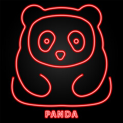 panda neon sign, modern glowing banner design, colorful modern design trends on black background. Vector illustration.