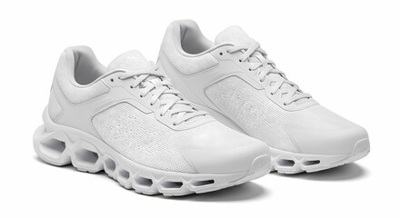 Pair of White Athletic Sneakers: Close-Up Product Shot
