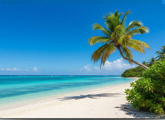 tropical beach with palm trees