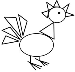 funny cartoon rooster icon on white background