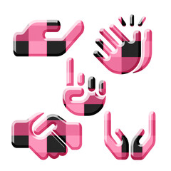 vector pink and  black  checkered pattern hand icon