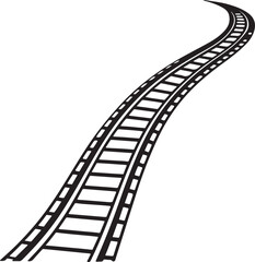 curved railroad line art, black outline, vector and illustration, coloring book page line art drawing