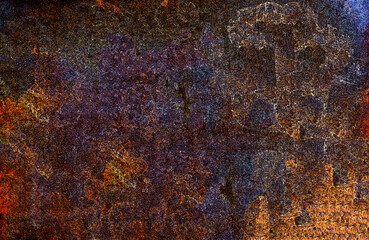 Abstract textured background showing rust and corrosion effect with orange and purple tones