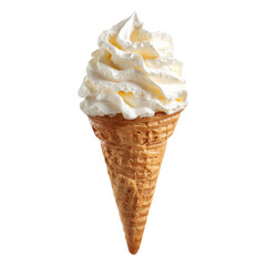 Cone with whipped cream on transparent Background