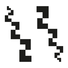 Pixel path icon. Jagged mosaic symbol. Digital crack Vector. Abstract fragment.