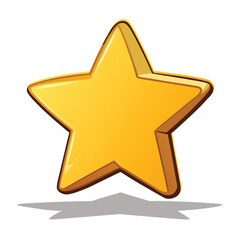 Obraz premium Shiny Gold Star Cartoon Vector – 3D Style on White Background
