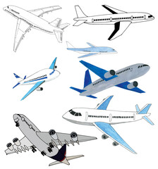 비행기를 손그림으로  그린 일러스트