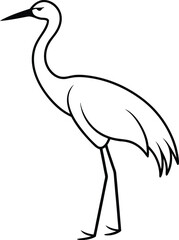 Obraz premium A crane bird line art vector illustration.