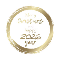 Elegant golden 2026 typography inside a hand-drawn circle. Perfect for New Year greeting cards, festive calendars, planners, or celebration posters. Minimal yet luxurious holiday element
