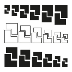 L shape set. Mixed outline fill. Modular block elements. Vector stair symbol