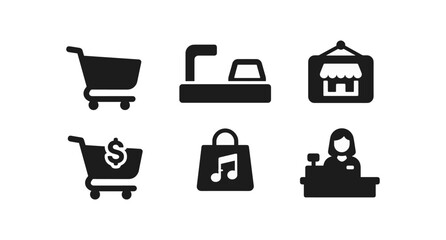Shopping, e-commerce solid icon set. retail, sale symbols in a bold collection