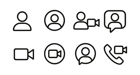 Communication, video call line icon set. messaging, chat, social media outline icons