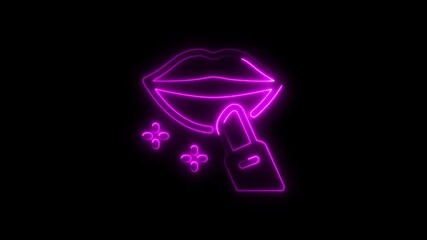 Neon purple lipstick application on lips abstract aesthetic design