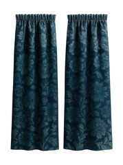 Patterned blackout curtains with a floral design, adding aesthetic appeal to a kitchen window while providing privacy and light control.