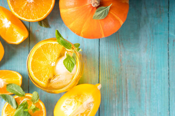 Pumpkin and orange autumn lemonade