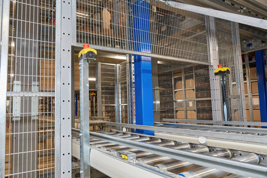 Warehouse Interior with Automated Conveyor System