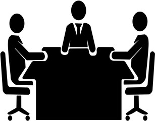 ビジネスシーンのシルエットピクトグラムセットデザイン｜会議,打ち合わせ,ビジネス	