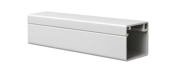 PVC cable trunking with snap-on lid, used for tidying cables along baseboards in a home office.