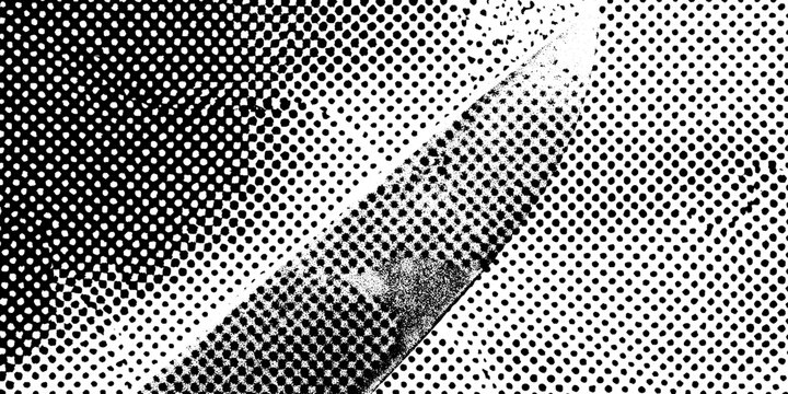 Halftone knife art in black and white background for grunge design