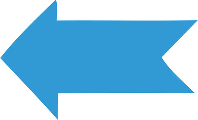 A simple bright blue arrow pointing left against a clean white background ready for use in design