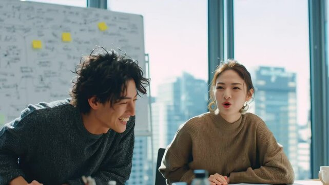 Japanese Team in Modern Office Discussion/モダンオフィスの日本人チームディスカッション5