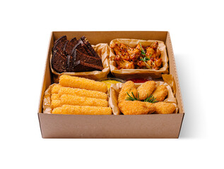 Delicious assorted snack platter featuring fried treats and savory bites