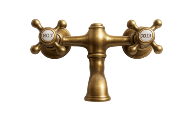 Wall-mounted bathtub faucet with a vintage brass finish and dual cross handles, ideal for a classic cottage bathroom.